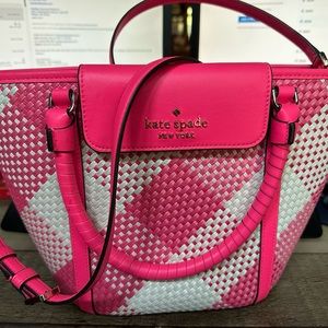 Kate Spade hot pink gingham tote
